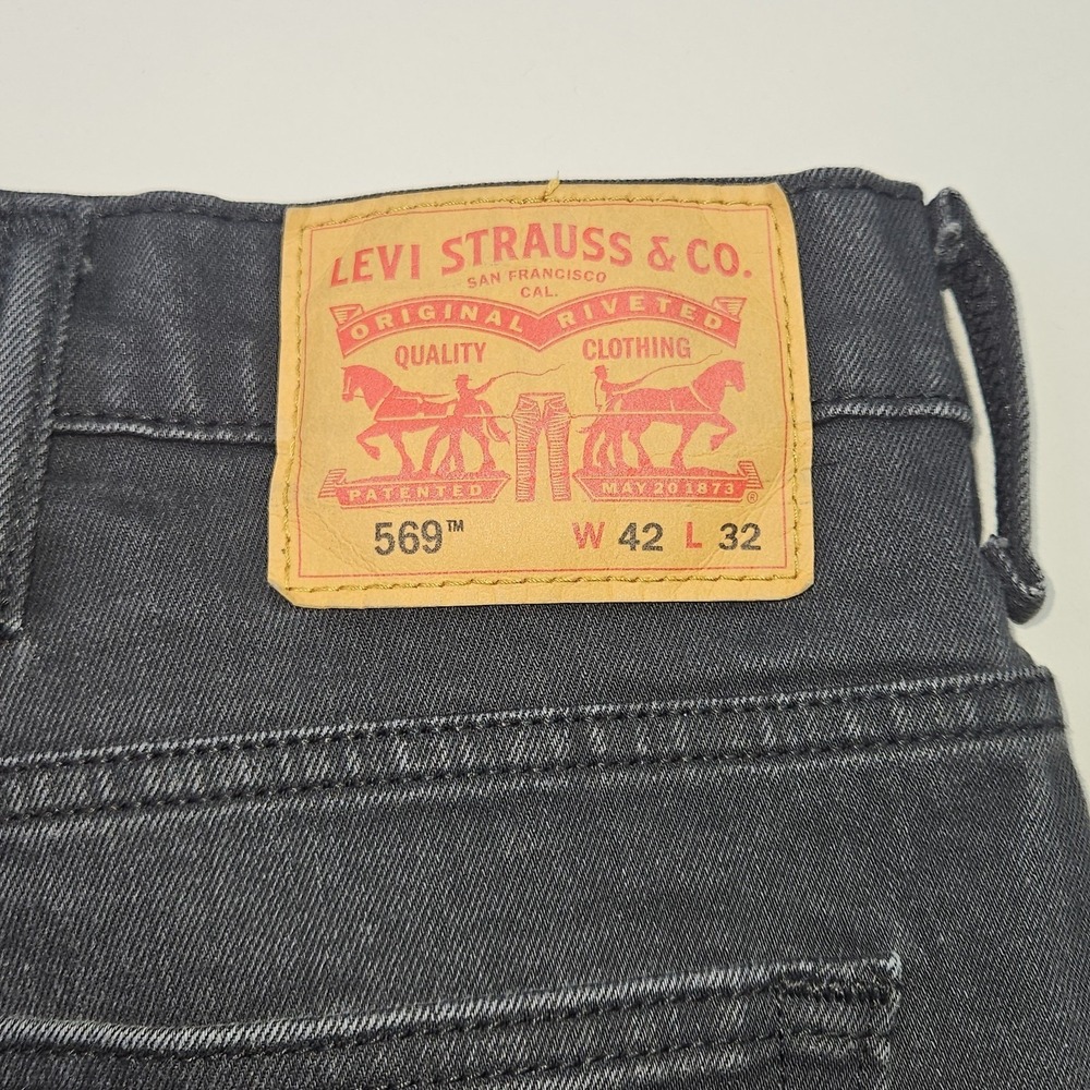 LEVI'S 569 Loose Straight Jeans 42x32 Black Dark Wash Denim Baggy Relaxed Fit - Picture 3 of 13